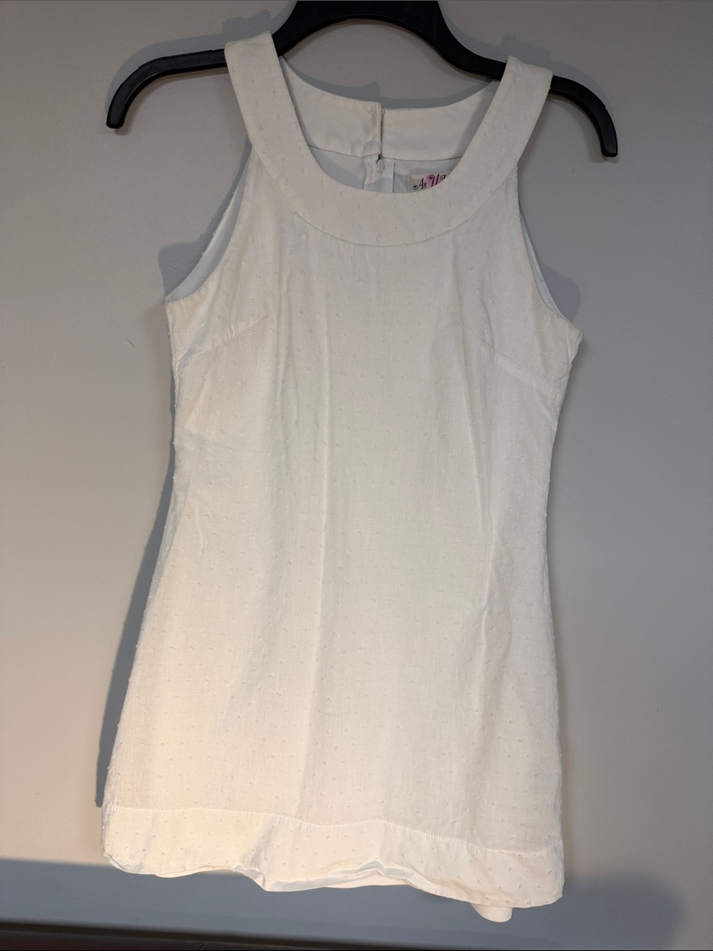 As U Wish Sun Mini Dress- White Dotted Swiss Fabric Size 3